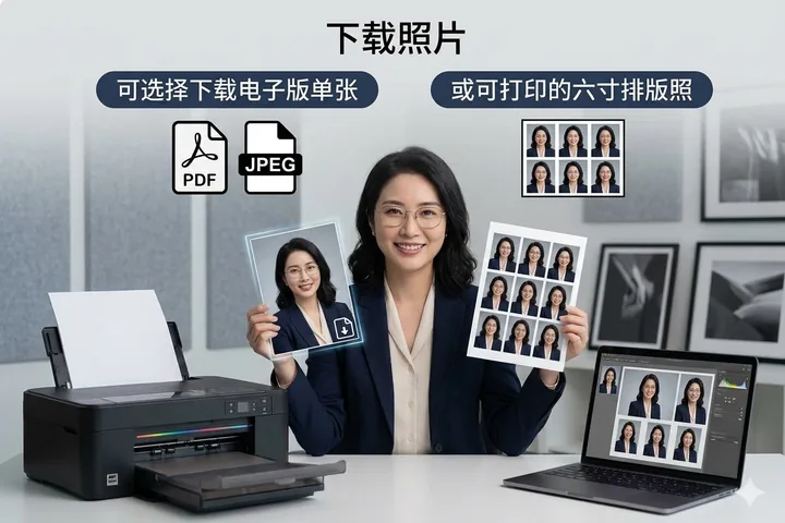 下载照片：电子版单张或可打印的六寸排版照